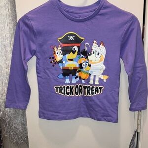 Bluey Kids Purple Trick or Treat Shirt Size 5T New